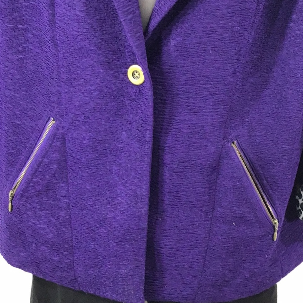 Chico’s purple textured button front blazer jacket L - Picture 4 of 10